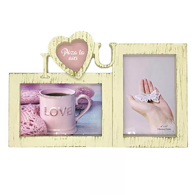 Rama foto personalizata cu 3 poze - I Love You