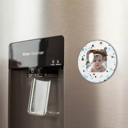 Magnet personalizat cu poza - Rotund cu buline