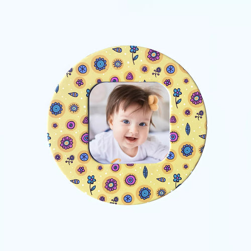Magnet personalizat cu poza - Rotund cu flori