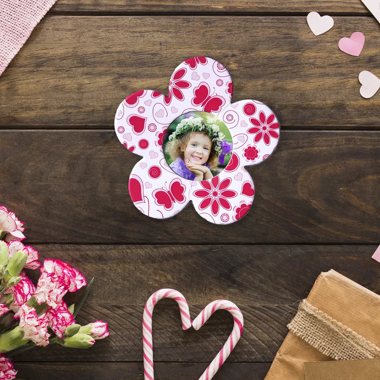 Magnet personalizat cu poza - Floare roz