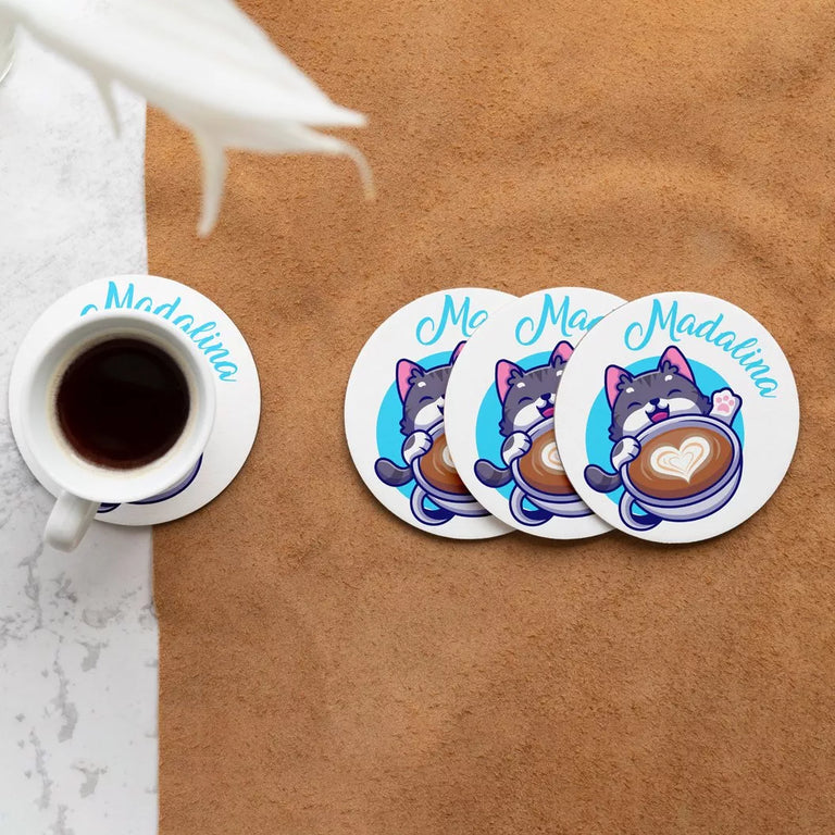 Suport pahar personalizat cu nume - Rotund