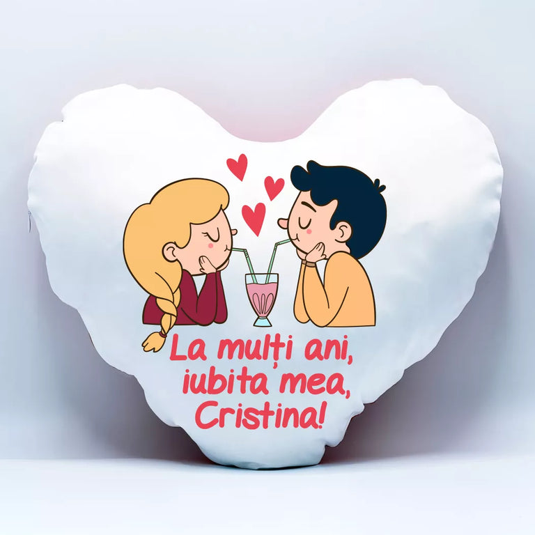 Perna in forma de inima personalizata cu nume - La multi ani!
