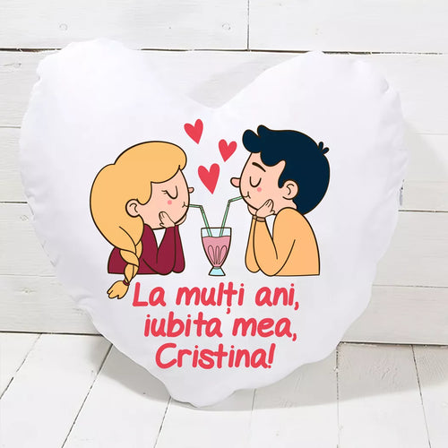 Perna in forma de inima personalizata cu nume - La multi ani!