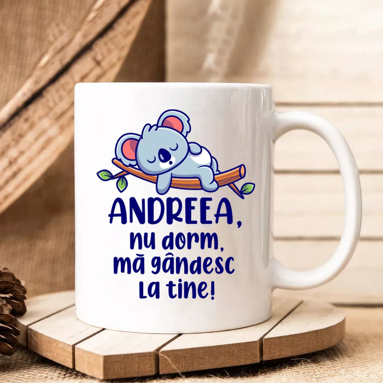 Cana personalizata cu nume - Ma gandesc la tine