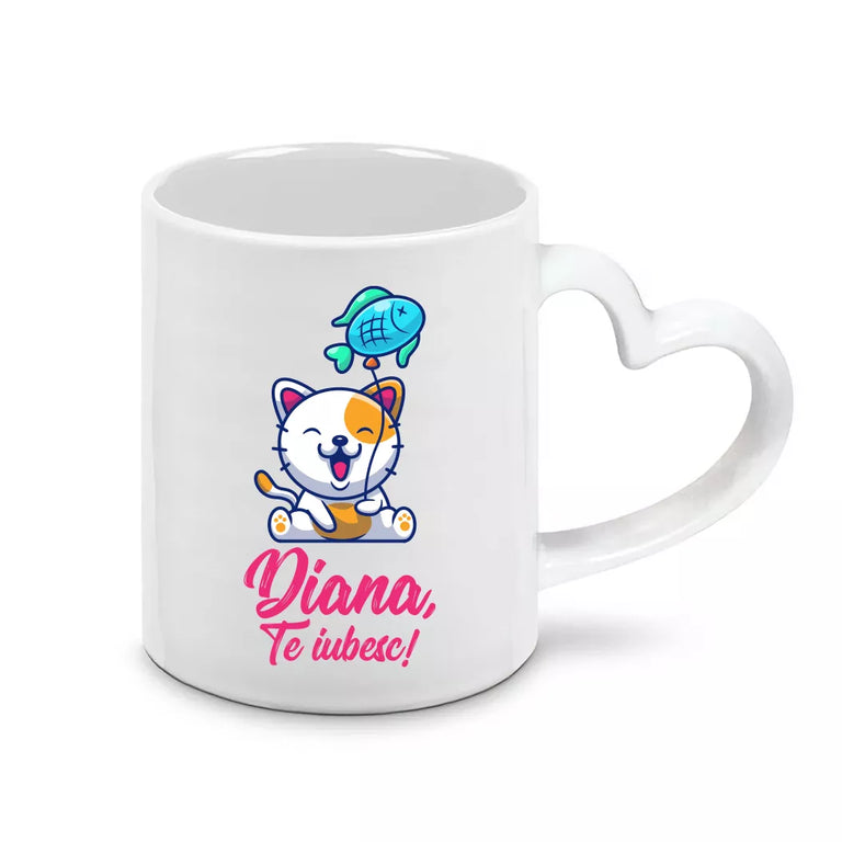 Cana personalizata cu nume - Toarta inima