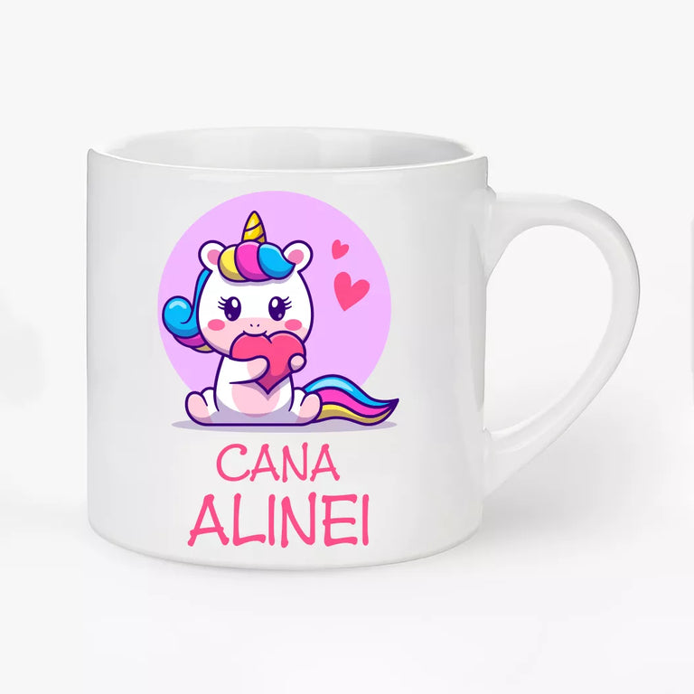 Cana pentru copii personalizata cu nume - Unicorn