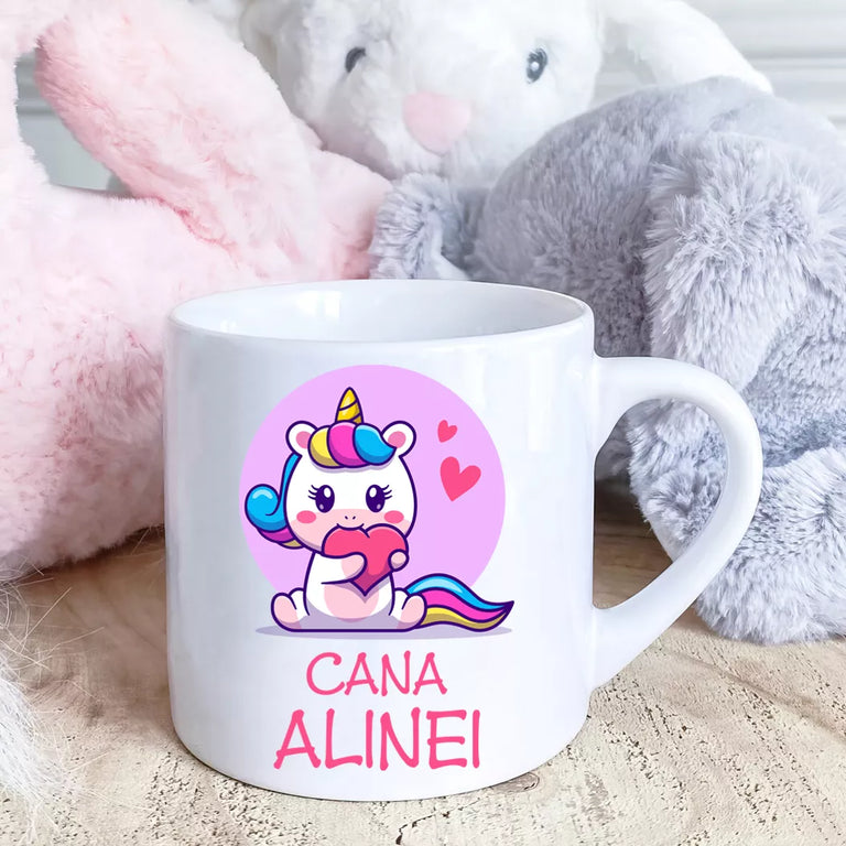 Cana pentru copii personalizata cu nume - Unicorn