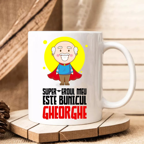 Cana personalizata cu nume - Super eroul meu este bunicul
