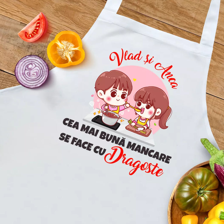 Sort personalizat cu nume pentru cupluri - Mancare se face cu dragoste