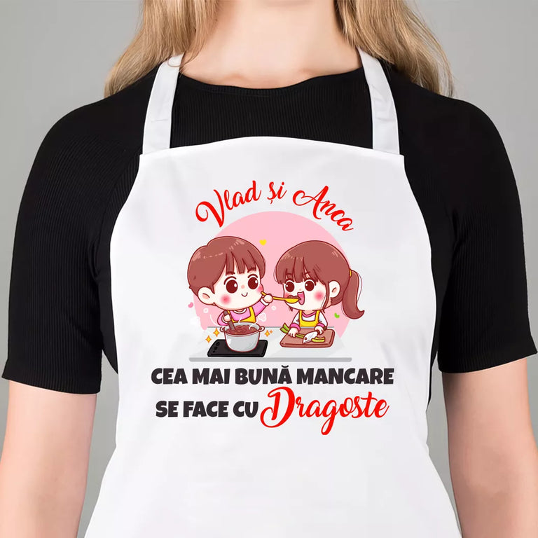 Sort personalizat cu nume pentru cupluri - Mancare se face cu dragoste