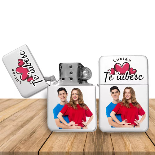 Bricheta personalizata cu poza si nume - Te iubesc