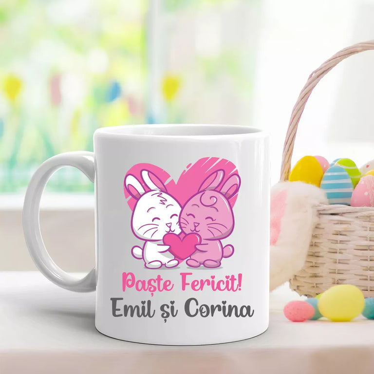 Cana personalizata cu nume - Paste Fericit