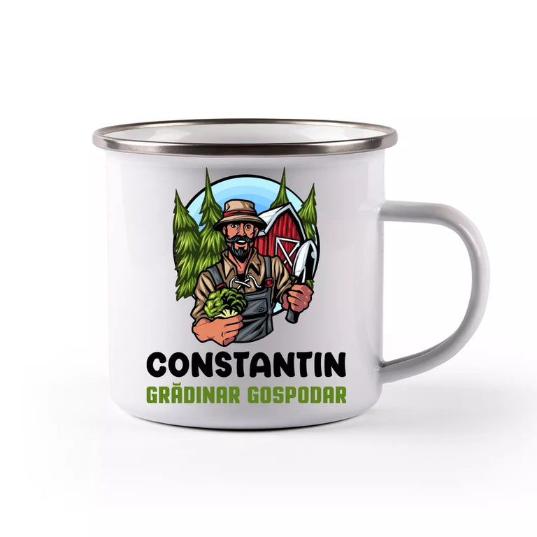 Cana emailata personalizata cu nume - Gradinar gospodar