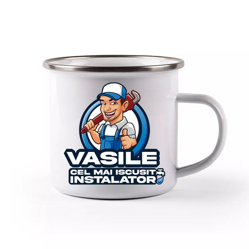 Cana emailata personalizata cu nume - Cel mai iscusit instalator