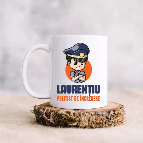 Cana personalizata cu nume - Politist de incredere