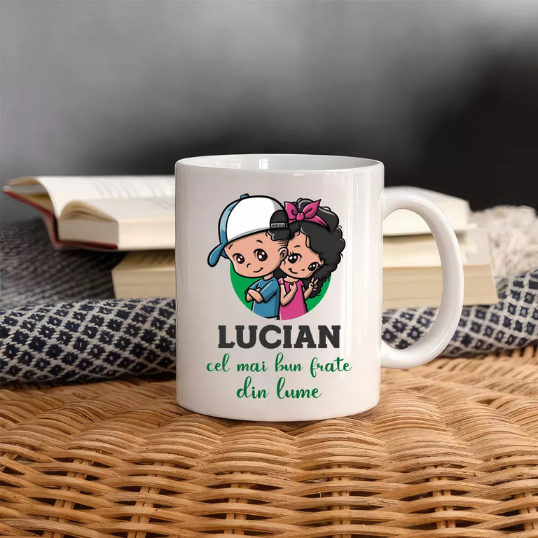 Cana personalizata cu nume - Cel mai bun frate din lume