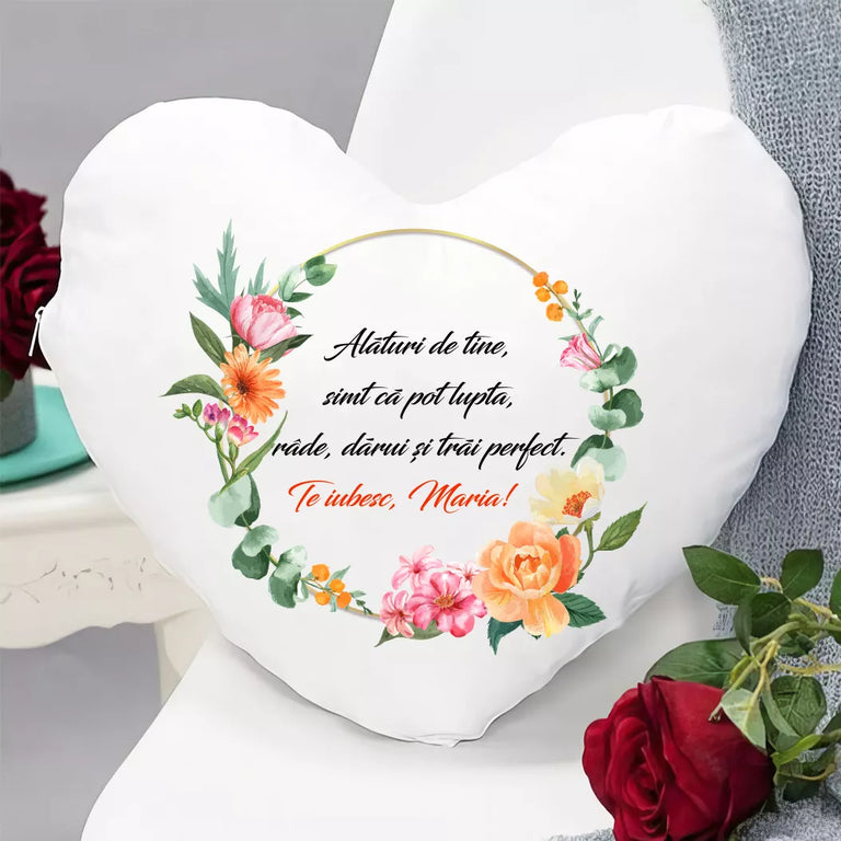 Perna in forma de inima personalizata cu nume - Alaturi de tine