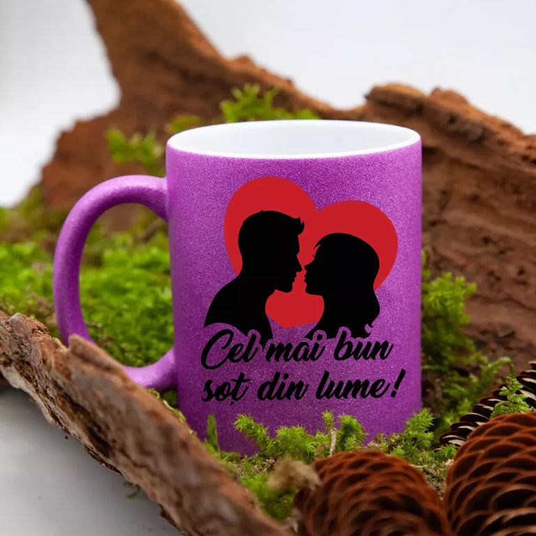 Cana GLITTER cu sclipici personalizata - Cel mai bun sot din lume