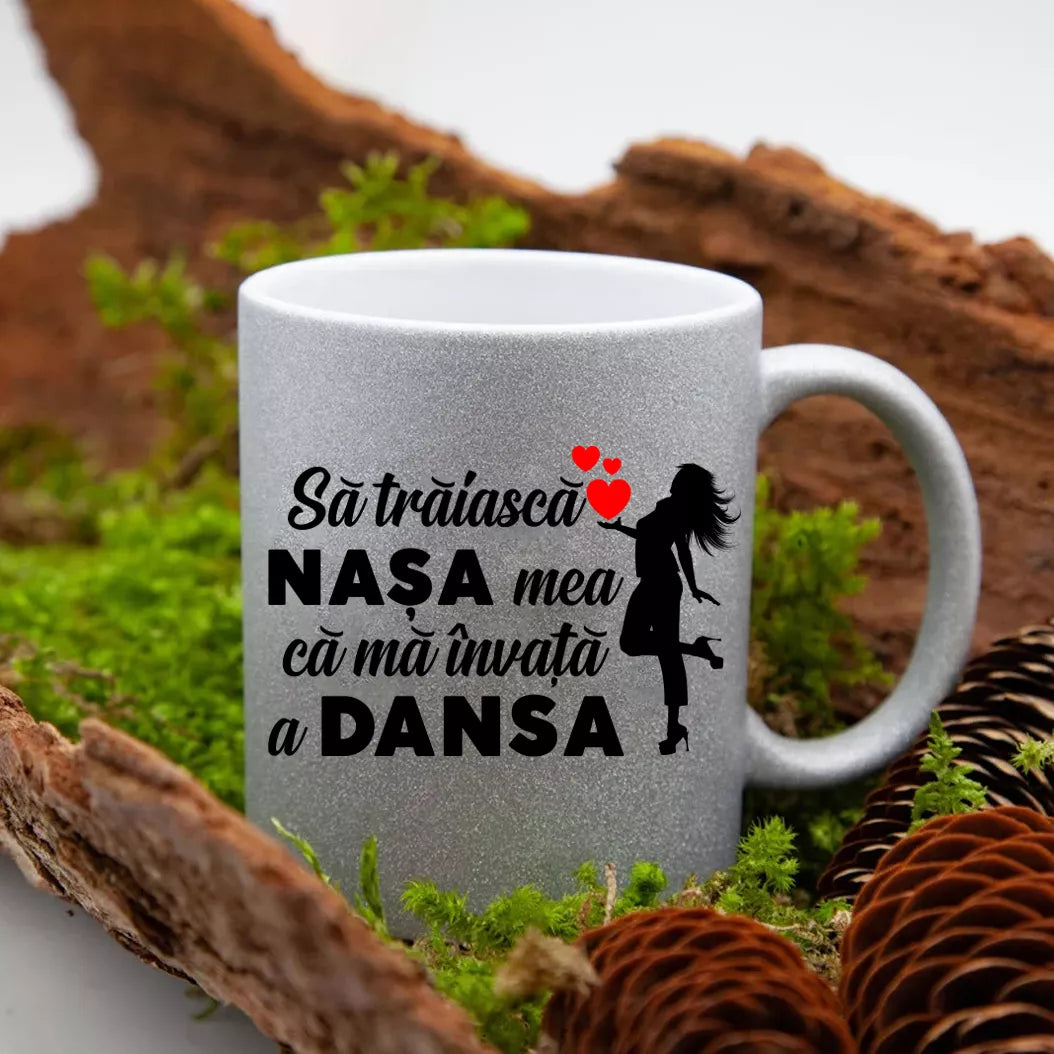 Cana GLITTER cu sclipici personalizata - Sa traiasca Nasa-Cumnata mea, poza 4 din 7