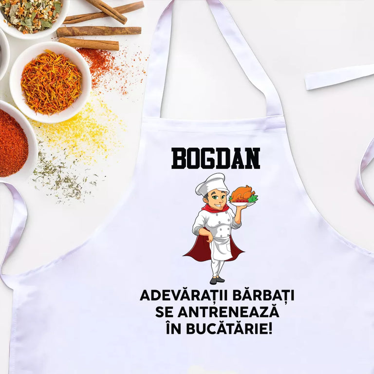 Sort personalizat cu nume - Adevaratii barbati se antreneaza in bucatarie