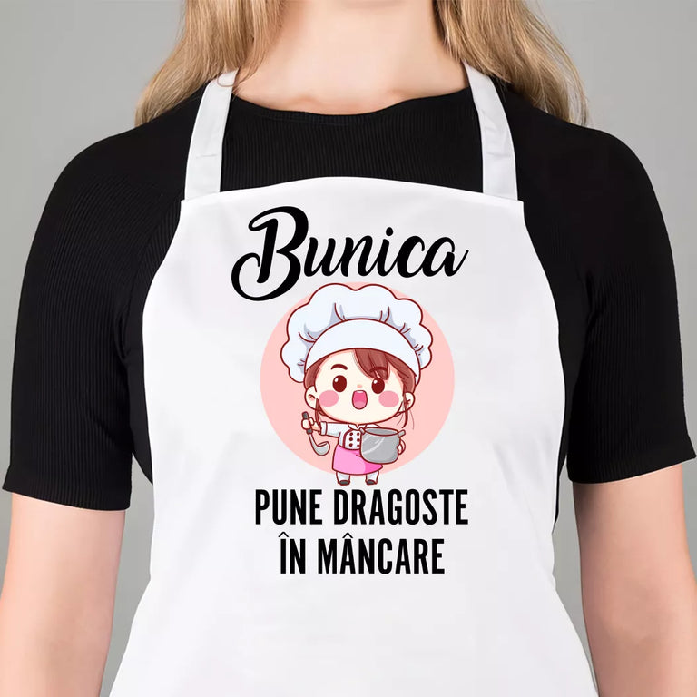 Sort personalizat cu nume - Bunica pune dragoste in mancare