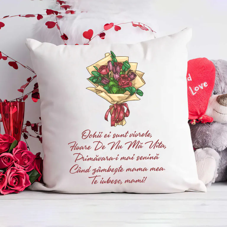 Perna personalizata cu mesaj - Te iubesc mami