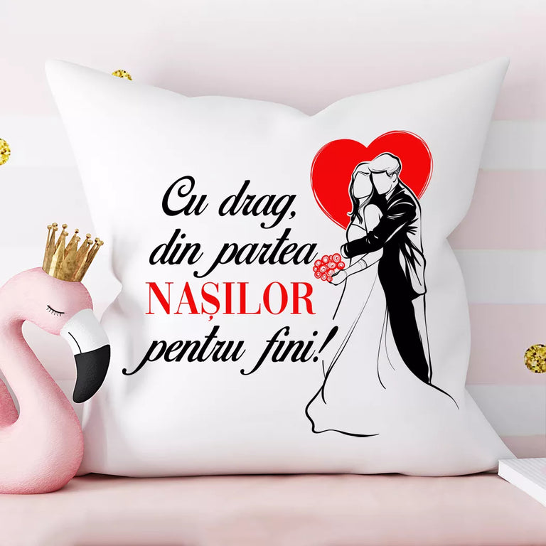 Perna personalizata cu mesaj - Cu drag din partea nasilor pentru fini