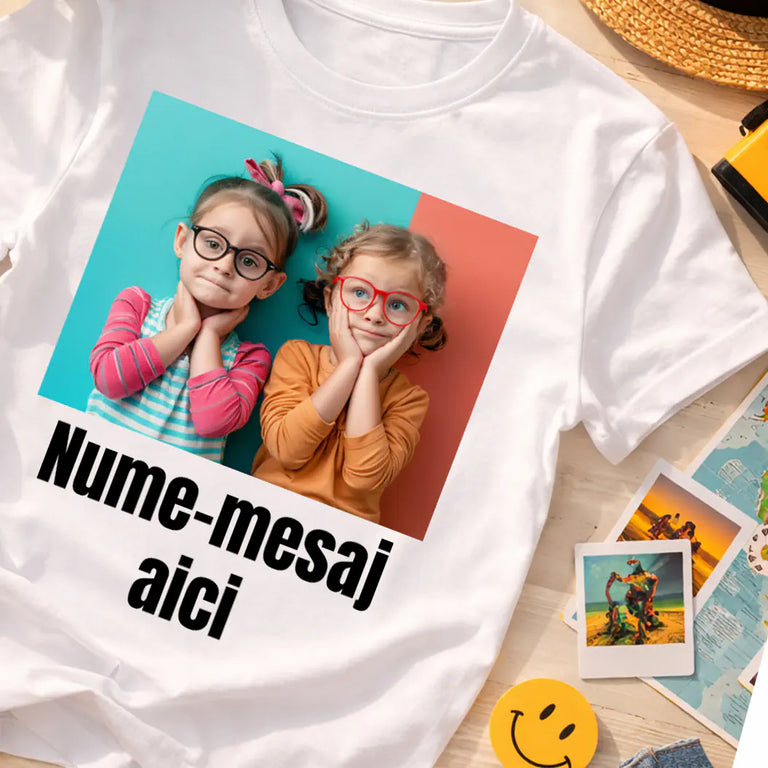 Tricou copii personalizat cu poza, nume, mesaj