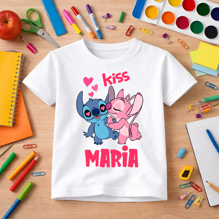 Tricou copii personalizat cu nume - Lilo si Stitch