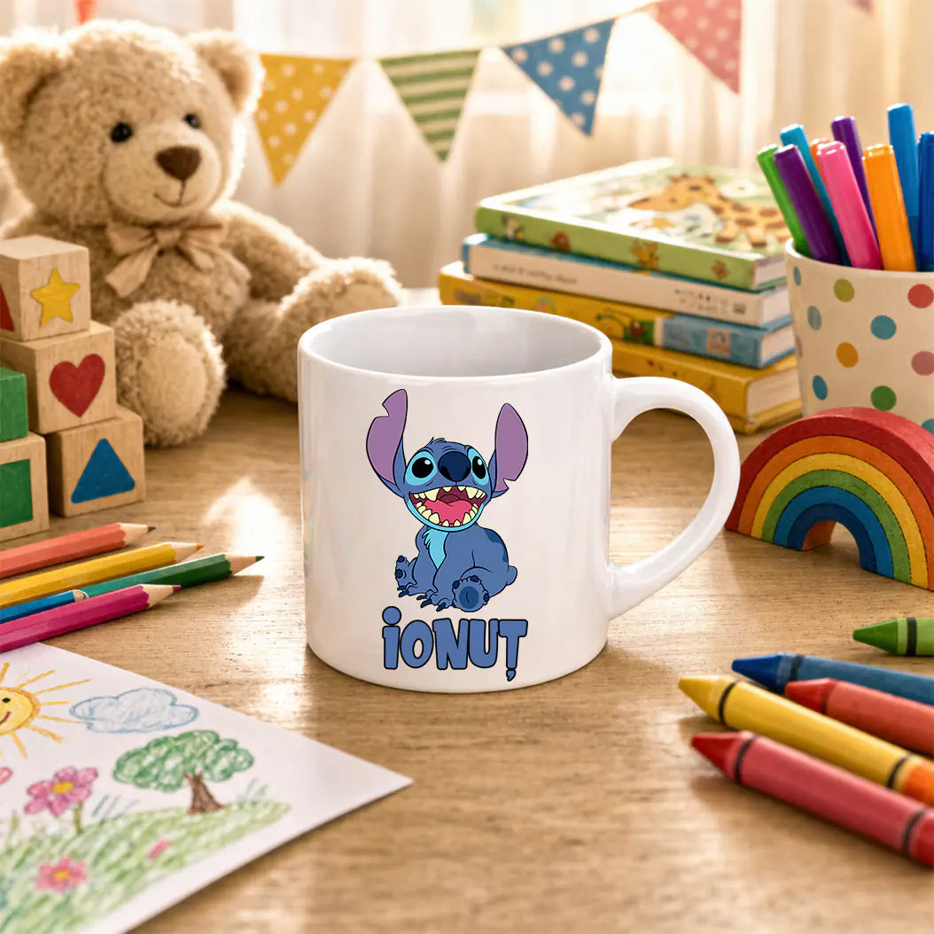 Cana pentru copii personalizata cu nume Lilo si Stitch 4