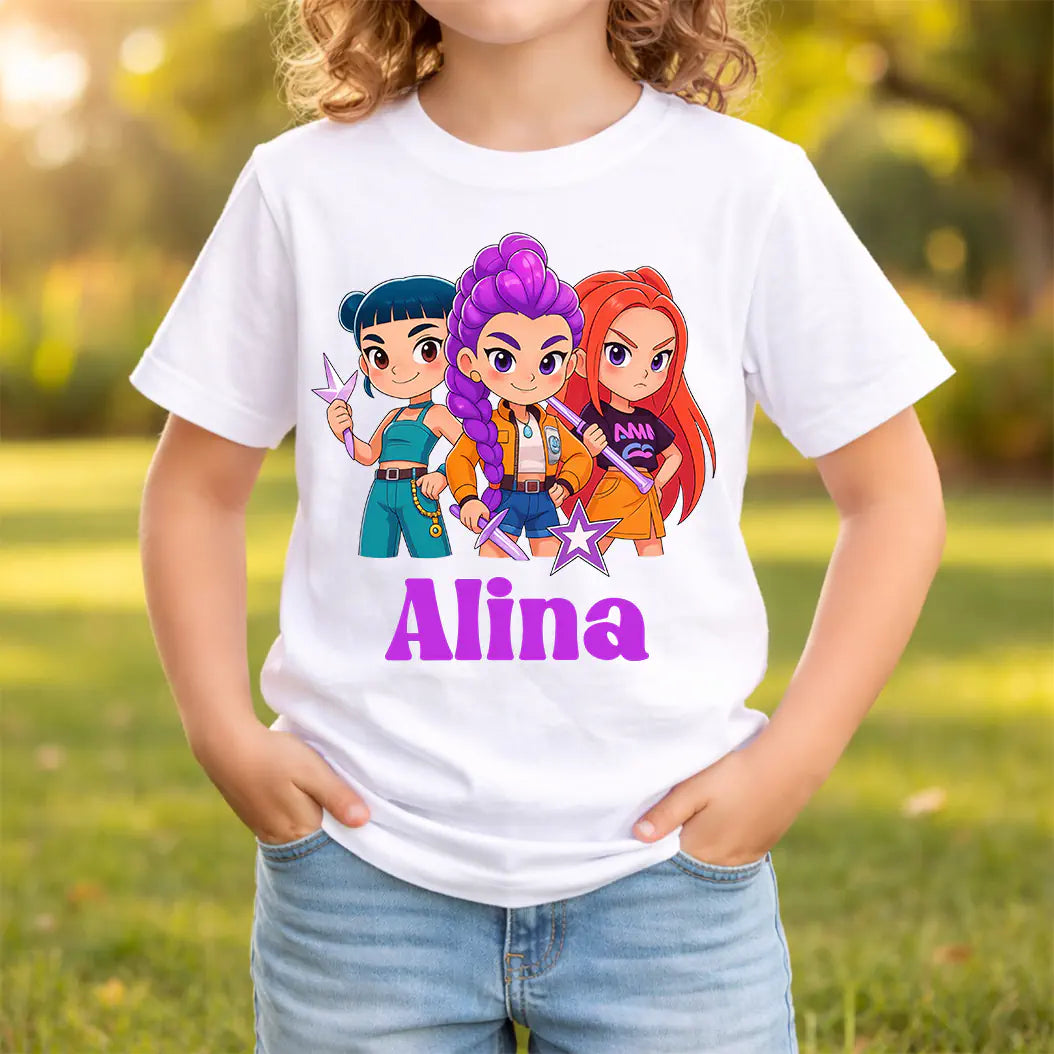 Tricou copii personalizat cu nume - K-Pop Demon Hunters, poza 2 din 4