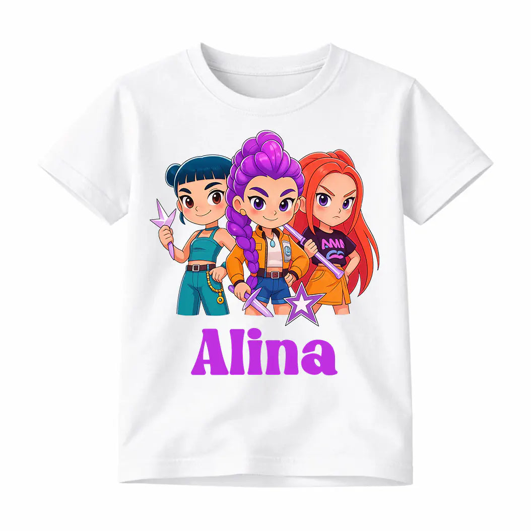 Tricou copii personalizat cu nume - K-Pop Demon Hunters, poza 1 din 4