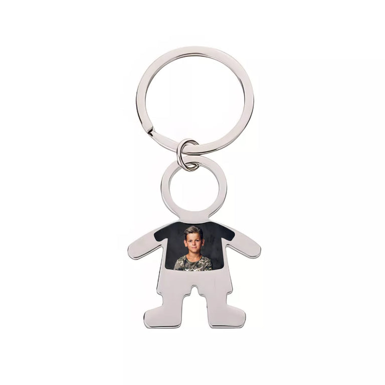 Breloc metal baiat personalizat cu poza