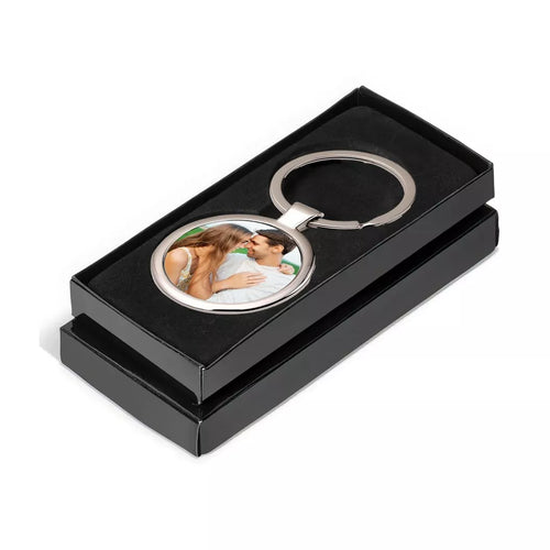 Breloc metalic personalizat cu poza - Rotund