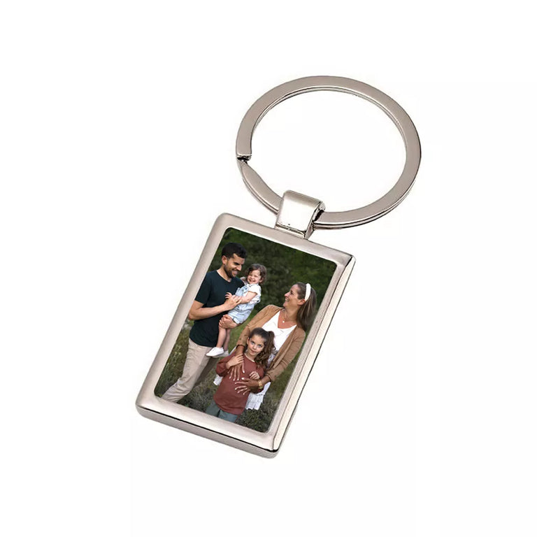 Breloc metalic personalizat cu poza - Dreptunghi