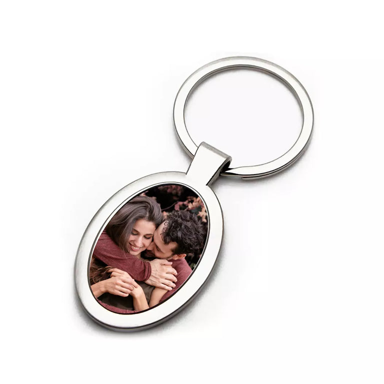 Breloc metalic personalizat cu poza - Oval