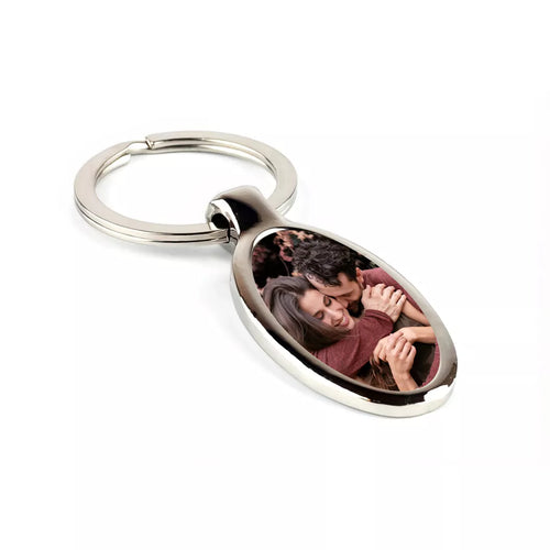 Breloc metalic personalizat cu poza - Oval