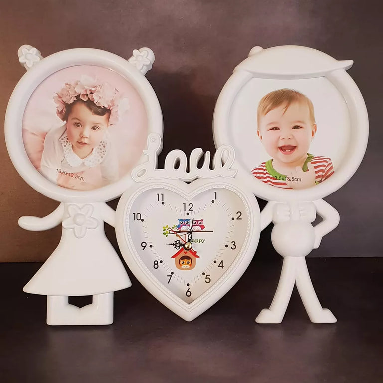 Rama foto cu ceas personalizata cu 2 poze - Cuplu