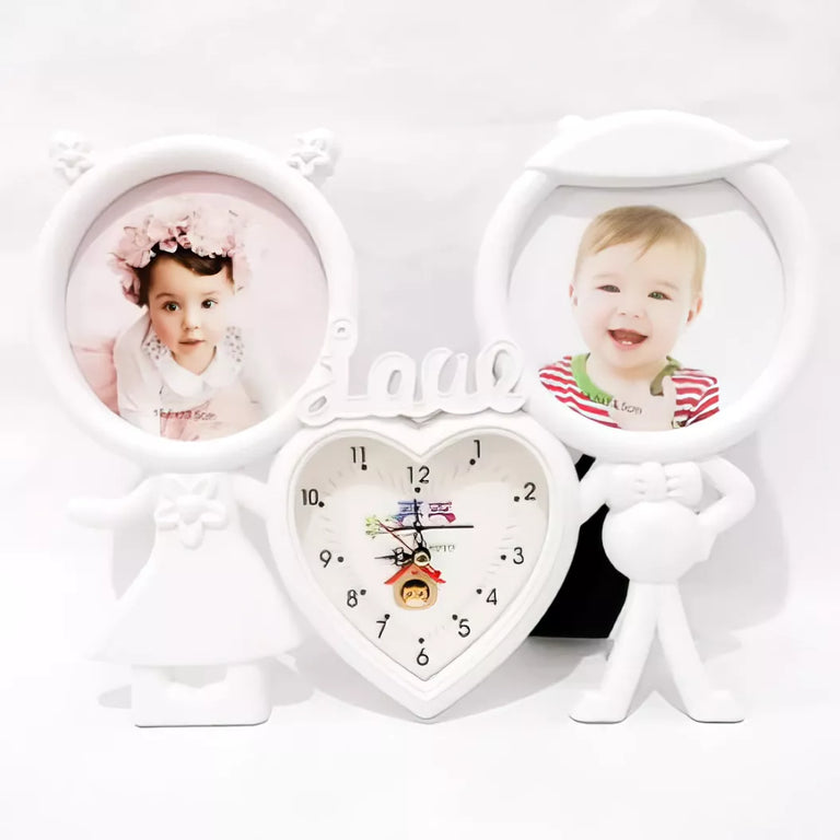 Rama foto cu ceas personalizata cu 2 poze - Cuplu