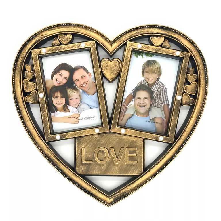 Rama foto cu lumini personalizata cu 2 poze - Inima