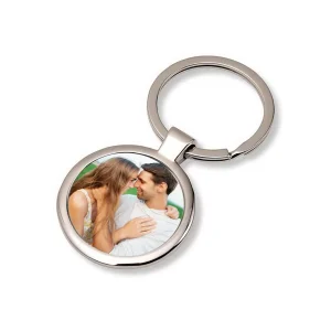 Breloc metalic personalizat cu poza - rotund