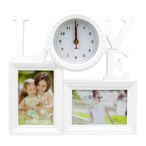 Rama foto cu ceas personalizata cu 2 poze - Love