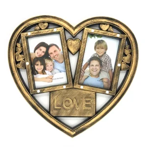 Rama foto cu lumini personalizata cu 2 poze - inima
