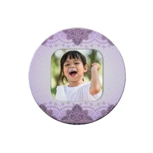 Magnet personalizat cu poza - Rotund mov