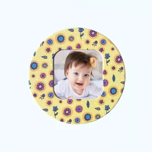 Magnet personalizat cu poza - Rotund cu flori