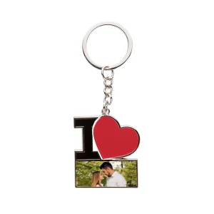 Breloc metalic personalizat cu poza - I LOVE