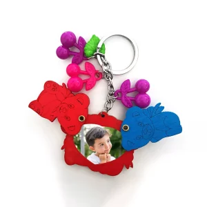 Breloc ursuleti din lemn personalizat cu poza