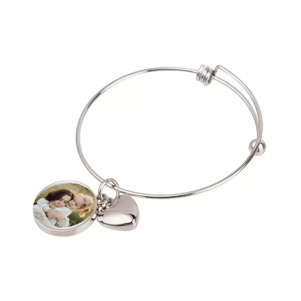 Bratara metalica personalizata cu poza - rotund - imagine 2