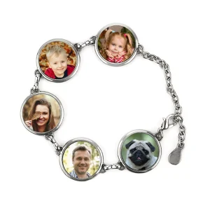 Bratara metalica cu 5 pandantive personalizate cu poze