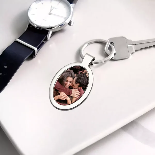 Breloc metalic personalizat cu poza - oval - imagine 4